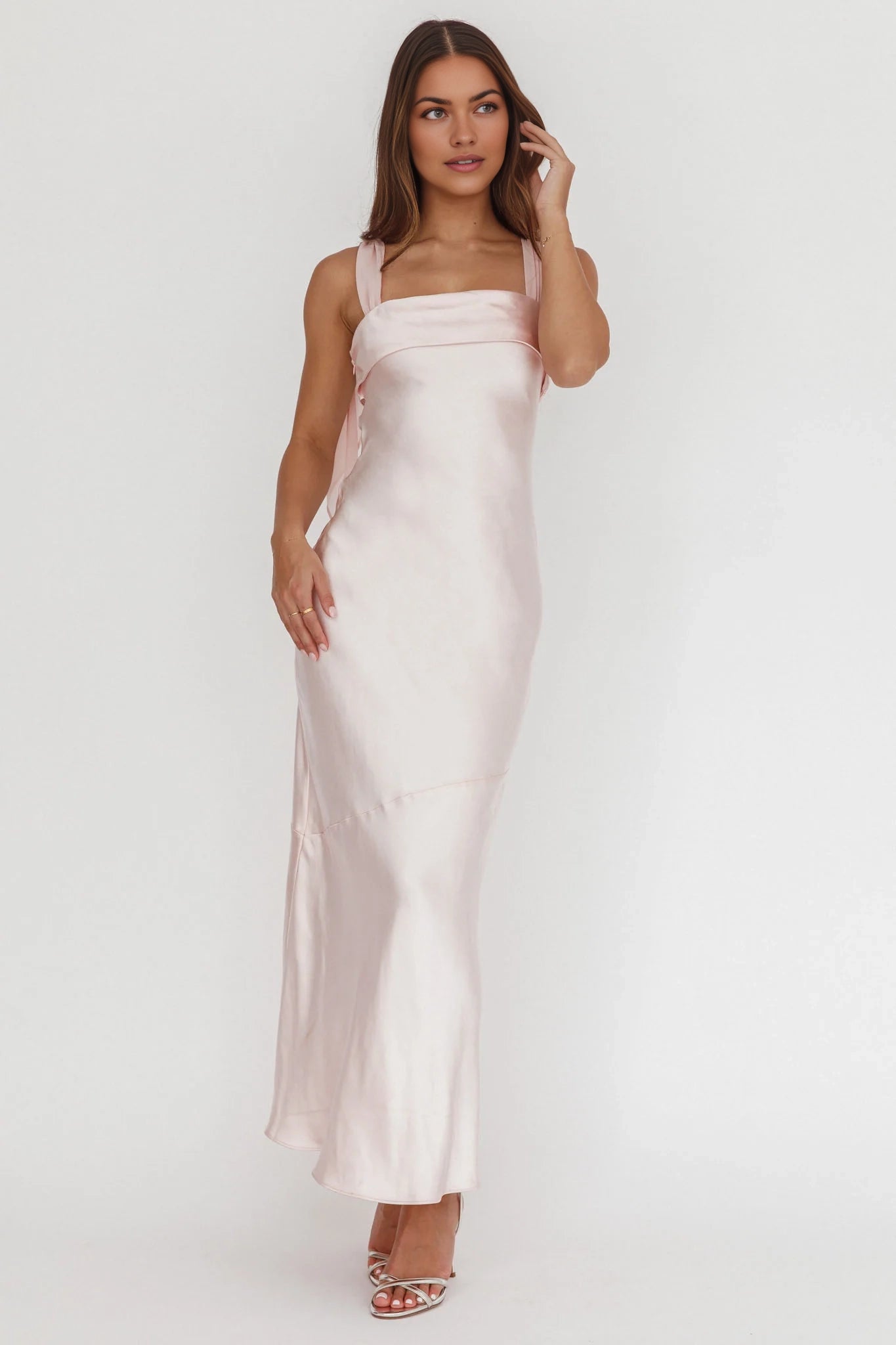 Gorgeous soft satin shoulder strap details with zipper on the side Homecoming Dresses