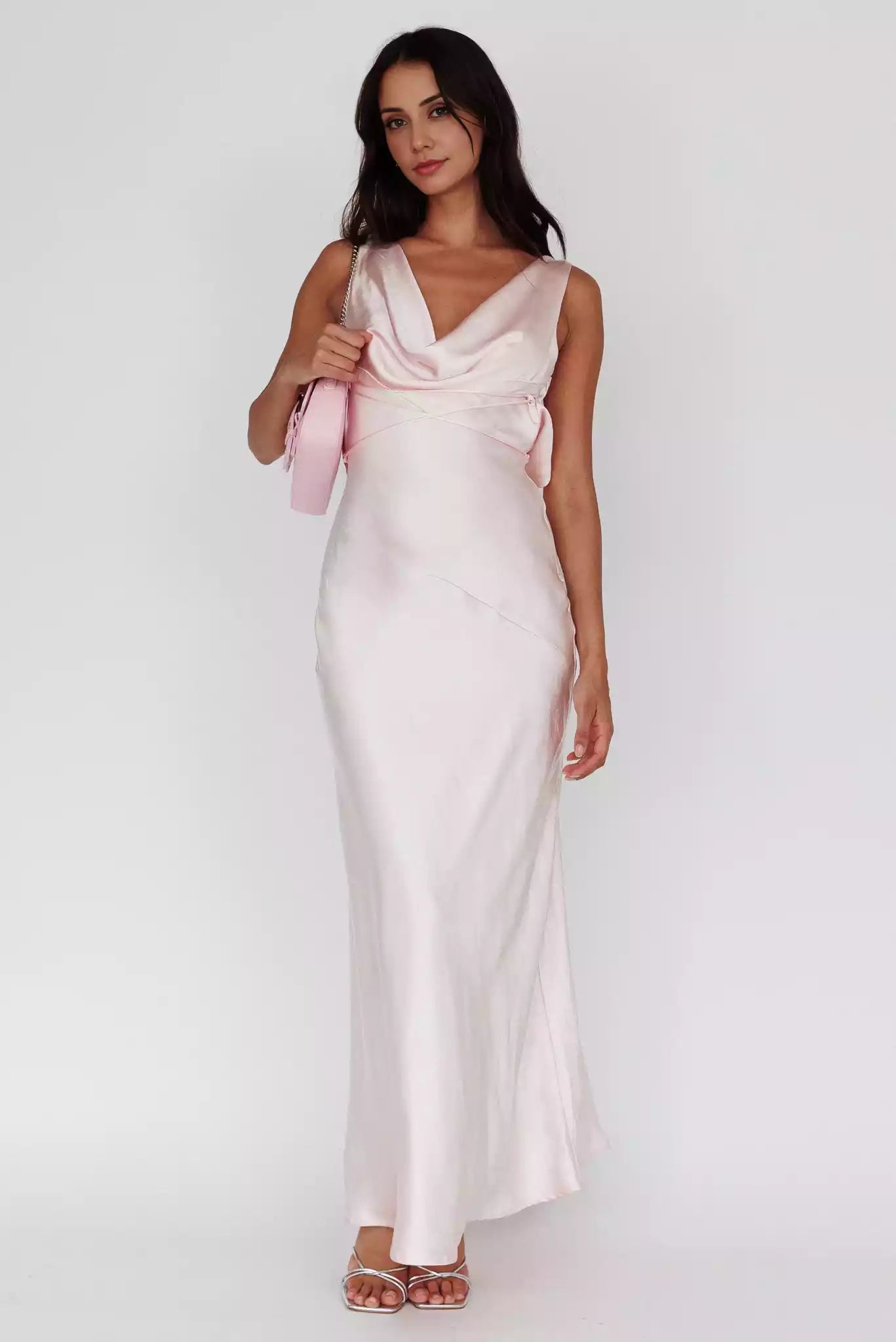 Gorgeous unlined scarf collar with lace up back and hidden side zipper Prom Dresses