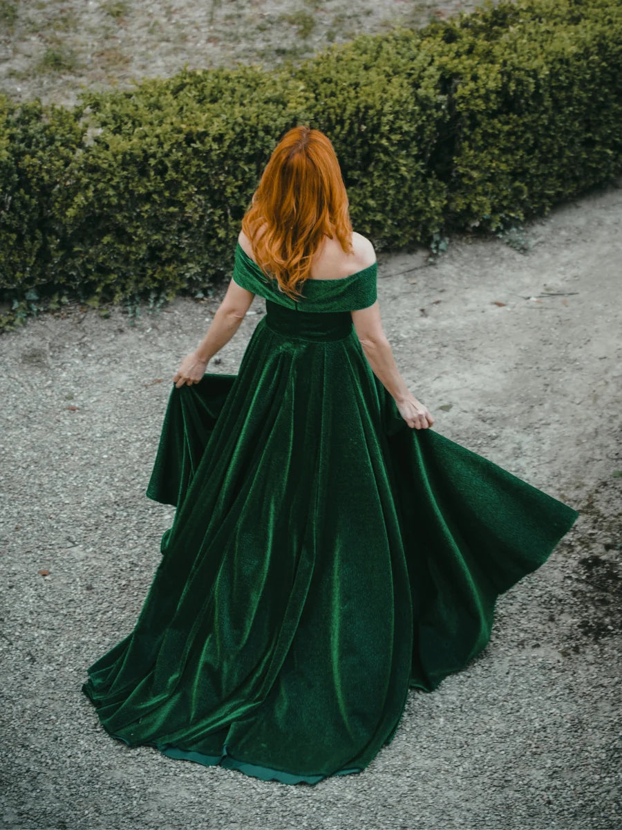 Off The Shoulder Sweetheart Glitter A Line Prom Dresses