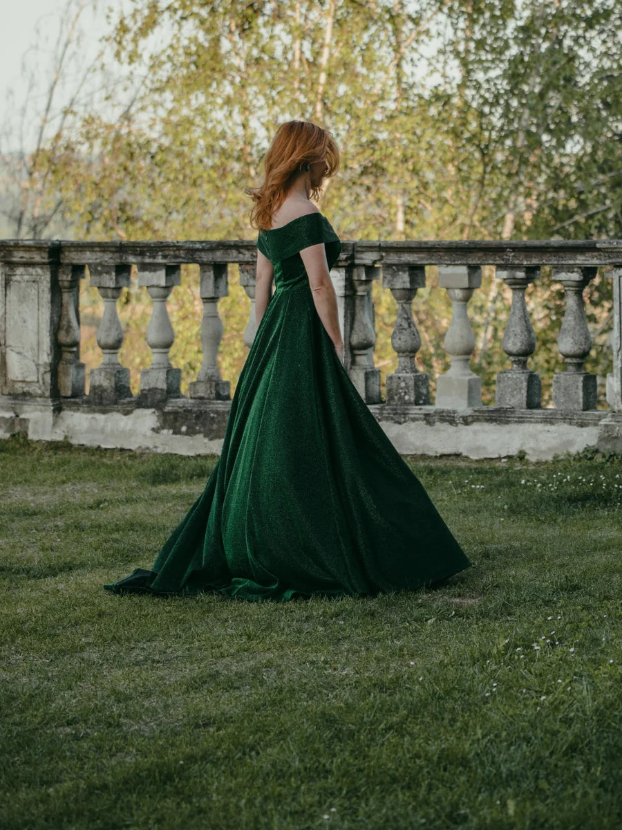 Off The Shoulder Sweetheart Glitter A Line Prom Dresses