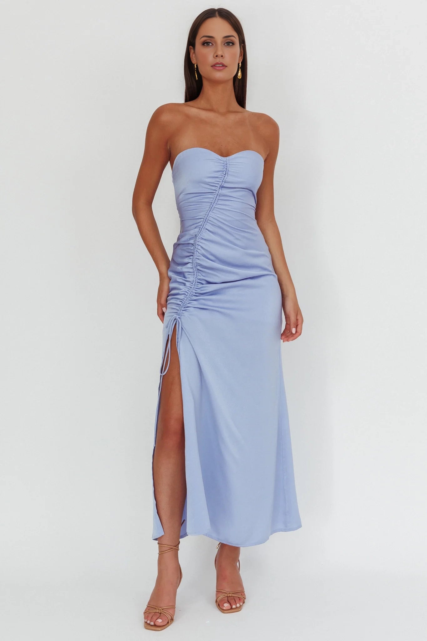 Heartbeat pleats with heart-shaped neckline, drawstring pleats, zipper at the back, Homecoming Dresses