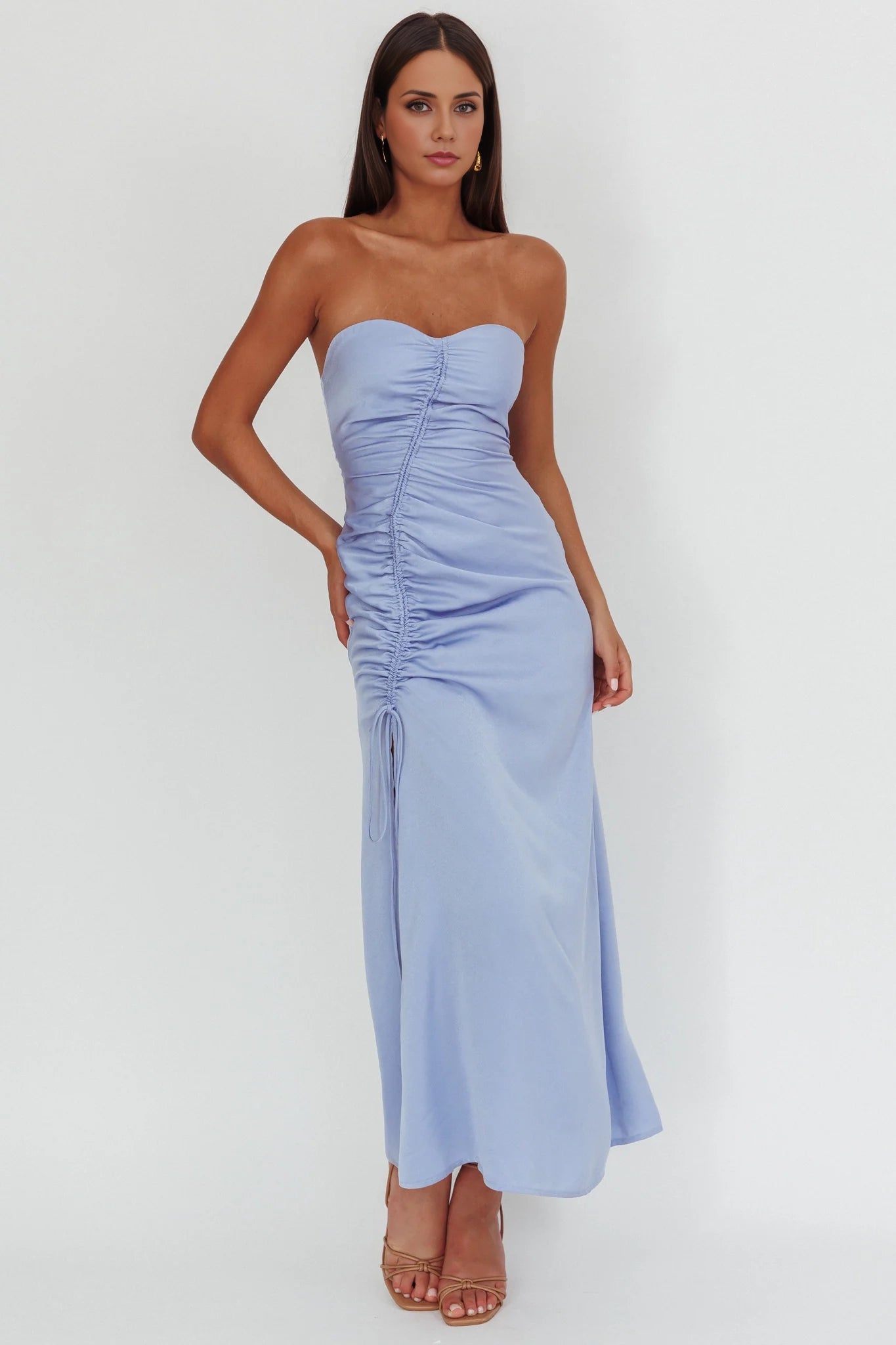 Heartbeat pleats with heart-shaped neckline, drawstring pleats, zipper at the back, Homecoming Dresses