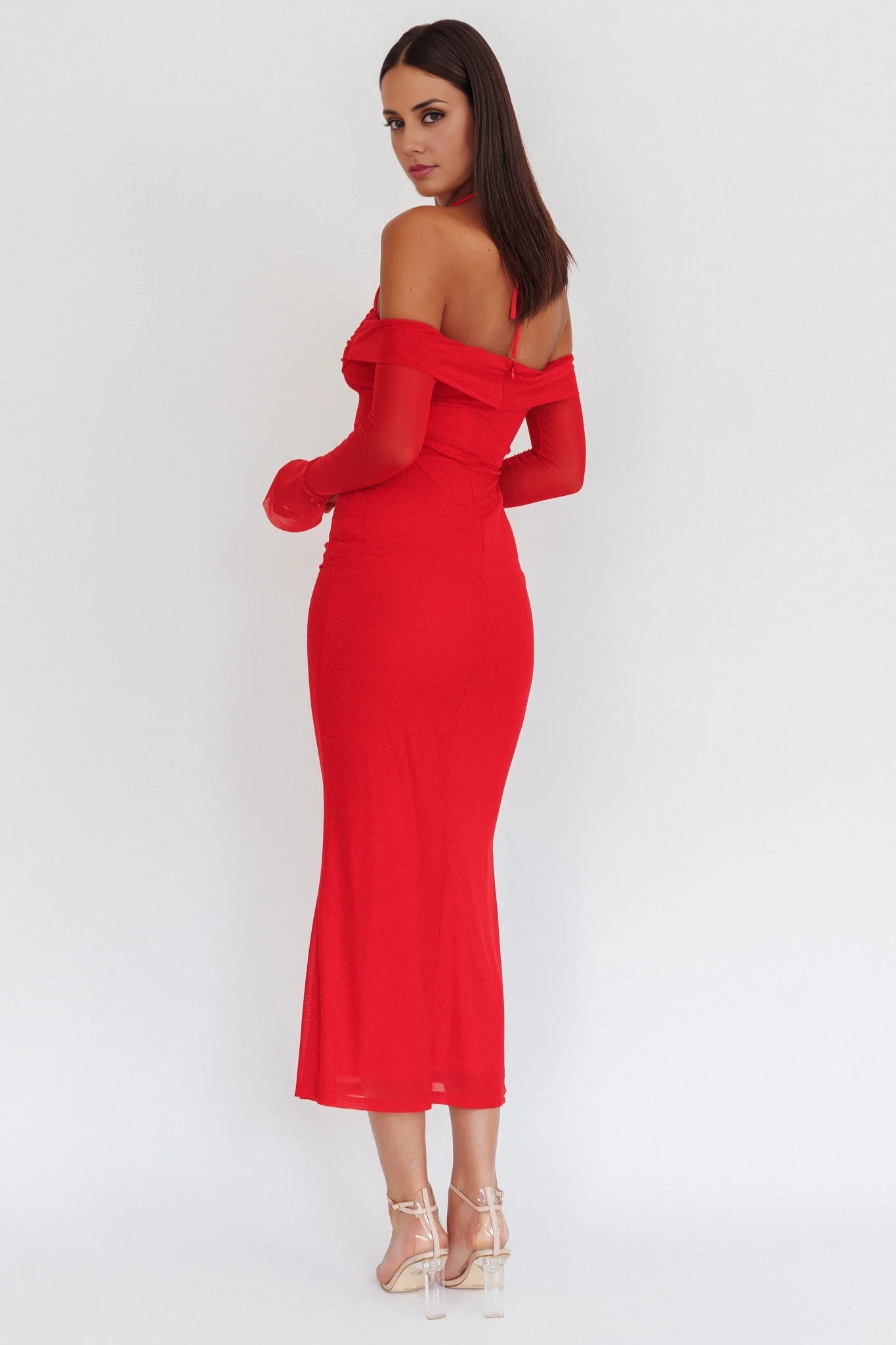 Highly praised long sleeved see through off the shoulder and backless zipper for a perfect look Homecoming Dresses