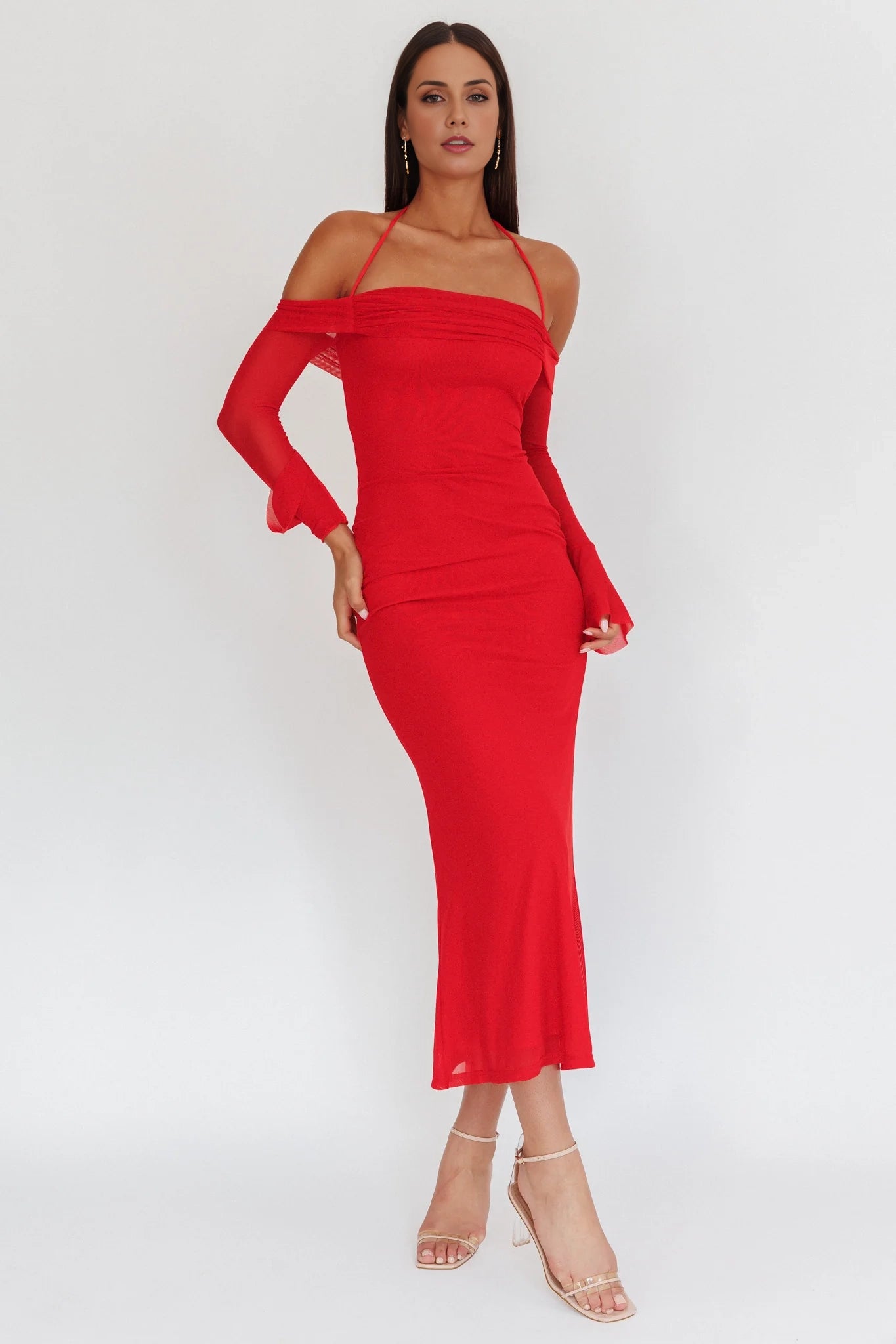 Highly praised long sleeved see through off the shoulder and backless zipper for a perfect look Homecoming Dresses