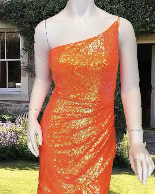 Short Tight Neon Orange Sequin Homecoming Dress