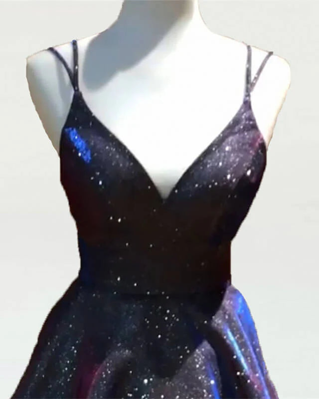 Short Sparkly V-neck Homecoming Dresses