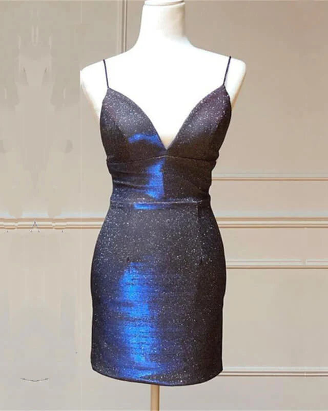 Short Metallic Bodycon Homecoming Dress