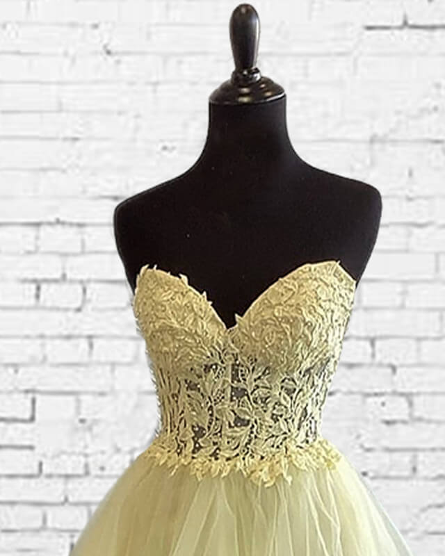 Yellow Lace Corset Ruffle Homecoming Dress