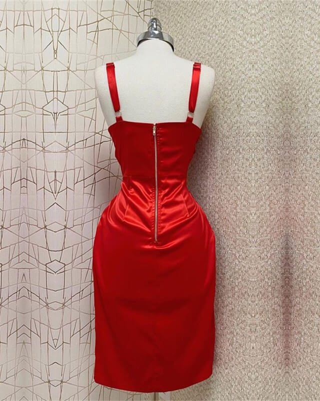 Red Sheath Homecoming  Dress With Slit