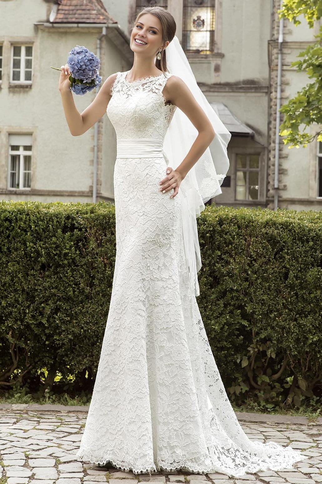 Mermaid Lace Beadings Bridal Dress Court Train Cap Sleeve Wedding Dresses