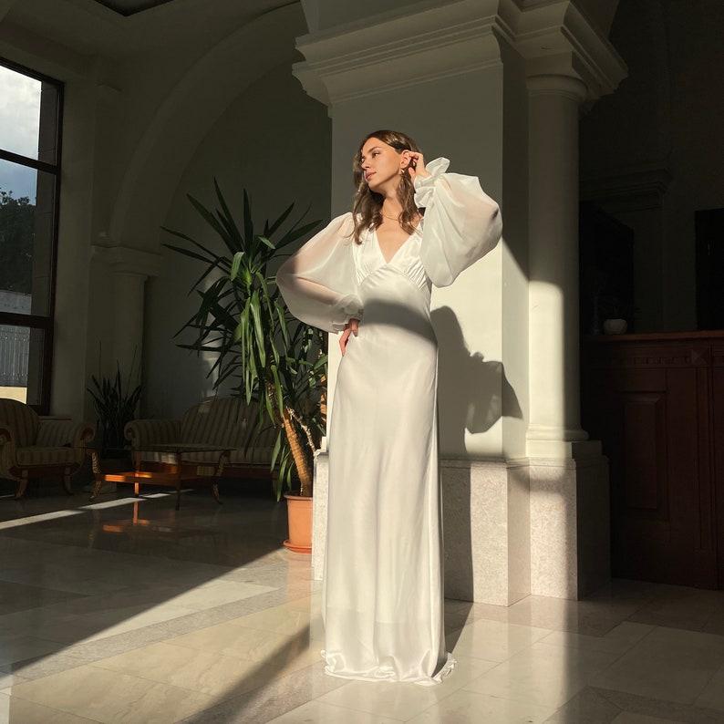 Simple Wedding Dress With Long Sleeve Wedding Dress In Ivory Long Sleeve Maxi Wedding Dress