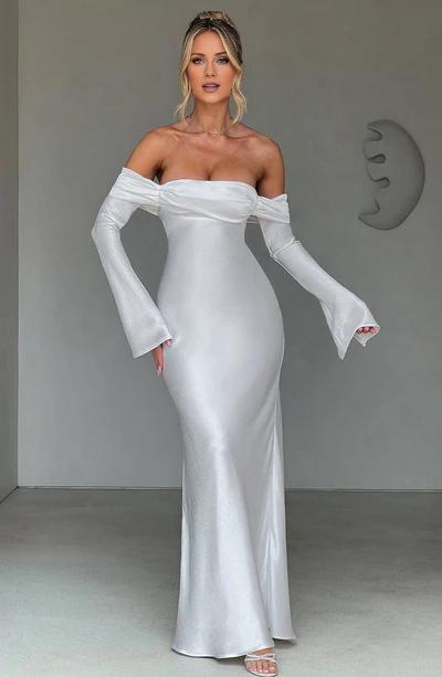 Beautiful A-Line Off the Shoulder Long Sleeve Formal Prom Dress