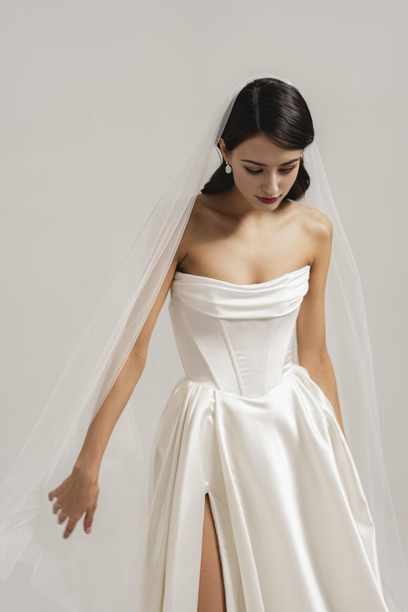 Satin Ivory Wedding Dress Corset Wedding Dress A-line Off Shoulder Wedding Dress Victorian Wedding Dress