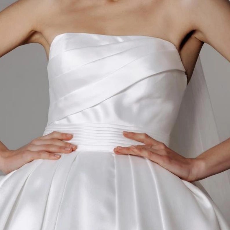 Satin Wedding Gown with Train Lush Royal Wedding Dress Open Shoulders Princess Wedding A line Ball Bridal Dress Ivory Cathedral Dress