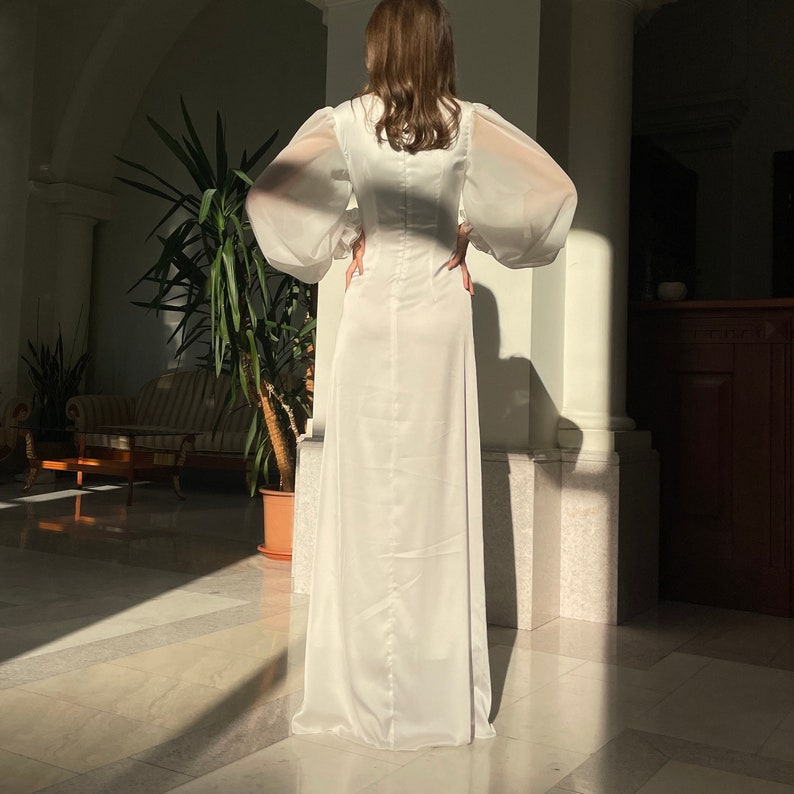 Simple Wedding Dress With Long Sleeve Wedding Dress In Ivory Long Sleeve Maxi Wedding Dress