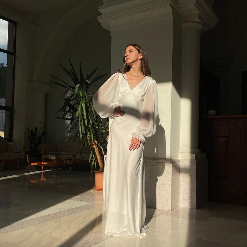 Simple Wedding Dress With Long Sleeve Wedding Dress In Ivory Long Sleeve Maxi Wedding Dress