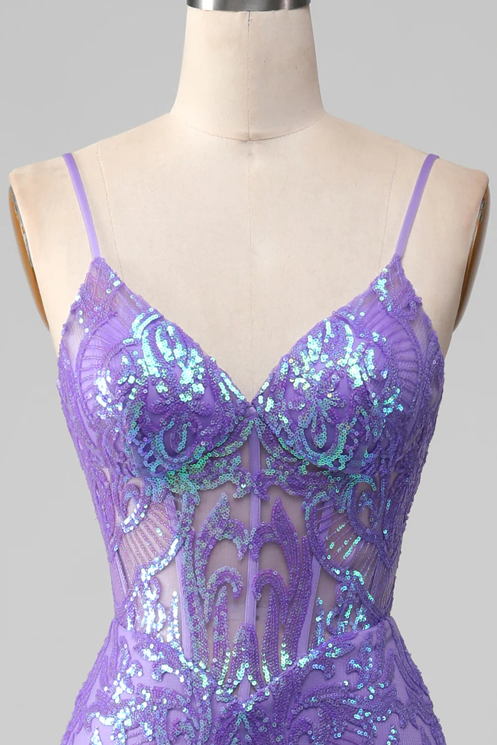 Mermaid Sparkly Purple Corset Prom Dress