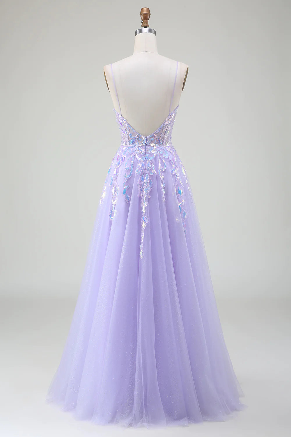 A-Line Purple Prom Dress with Sequins