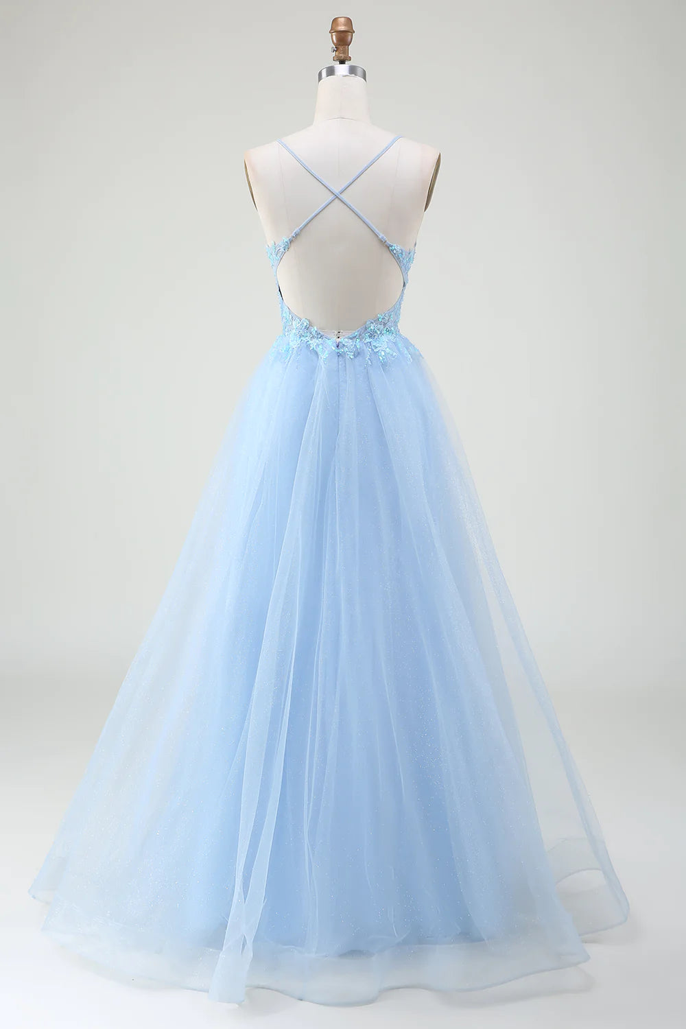 Light Blue Corset Prom Dress with Beading