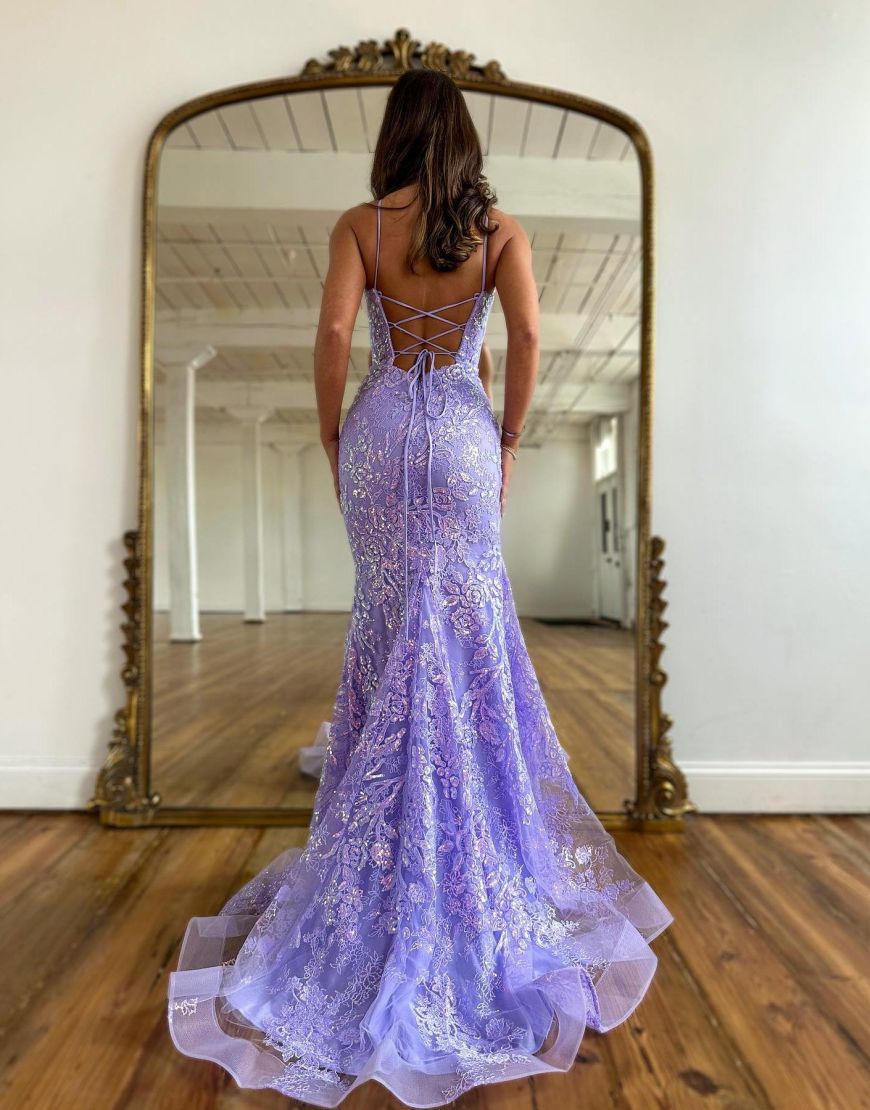 Spaghetti Straps Corset Back Long Prom Dress