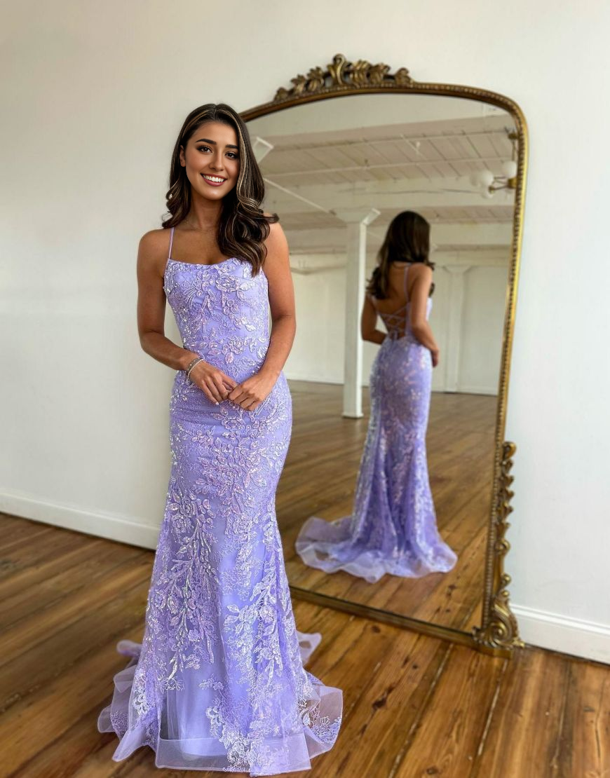 Spaghetti Straps Corset Back Long Prom Dress