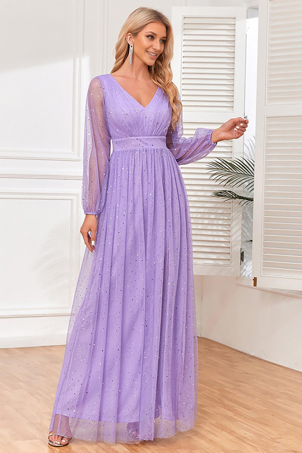 A-Line Long Sleeves Mother of the Bride Dress with Slit