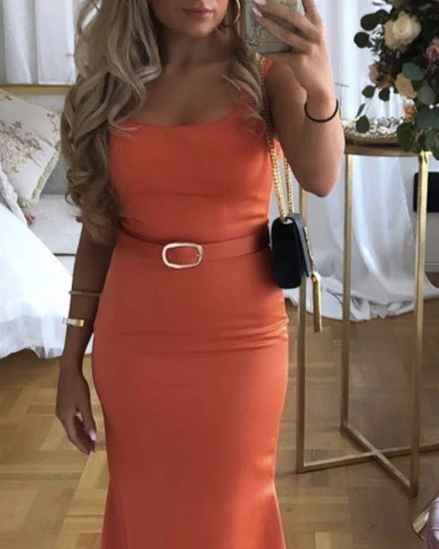 Mermaid Satin Spaghetti Straps Evening Dresses With