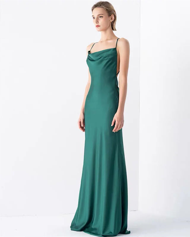 Sexy Mermaid Evening Dresses Cowl Neck Open Back