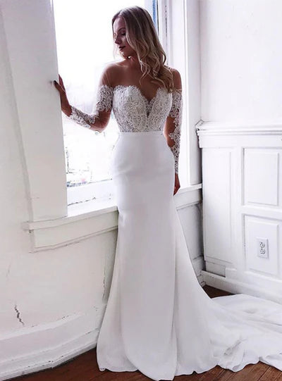 Long Sleeves Wedding Dresses With Appliques