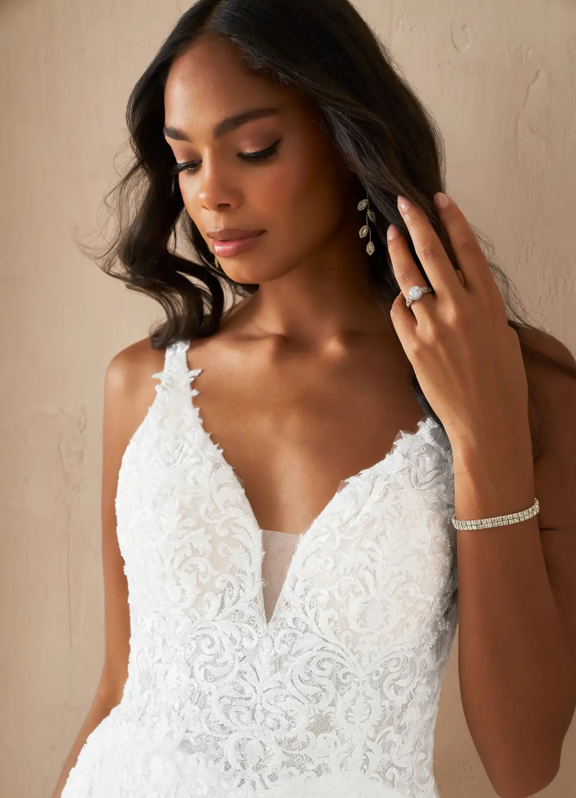 Low open back with lace appliques Floral Lace Wedding Dress with Halter Neckline and Two Silhouette Options