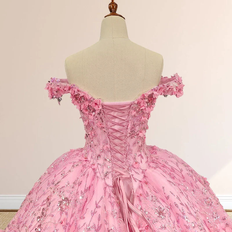 Quinceanera Dress Luxury Ball Gown Appliques Off the Shoulder Sweet Dresses Beading