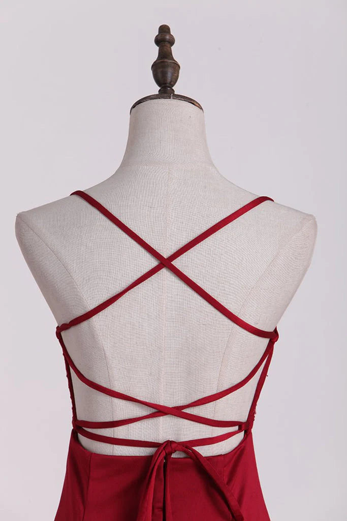 Trumpet/Mermaid Sleeveless Spaghetti Straps Sweep/Brush Train Spandex Prom Dresses