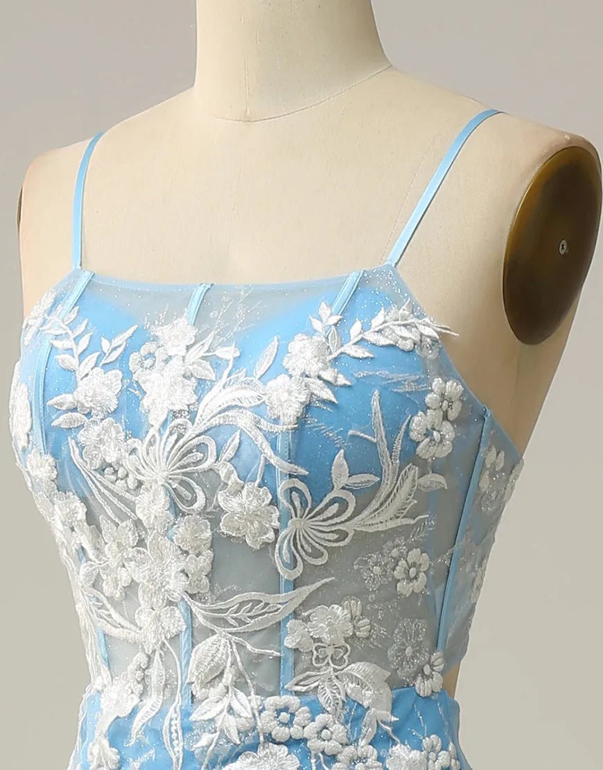 Mermaid Spaghetti Straps Hole Back Prom Dress With Split