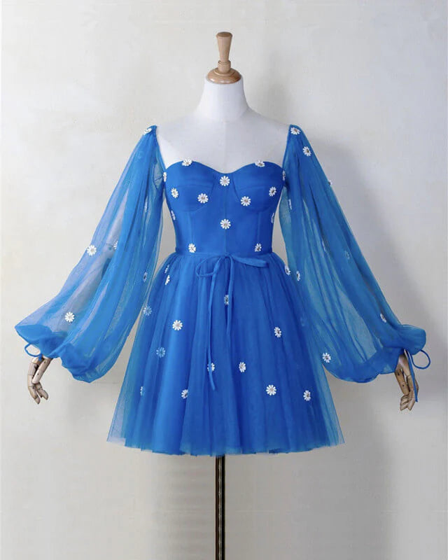 Daisy Mini Homecoming Dress With Sleeves
