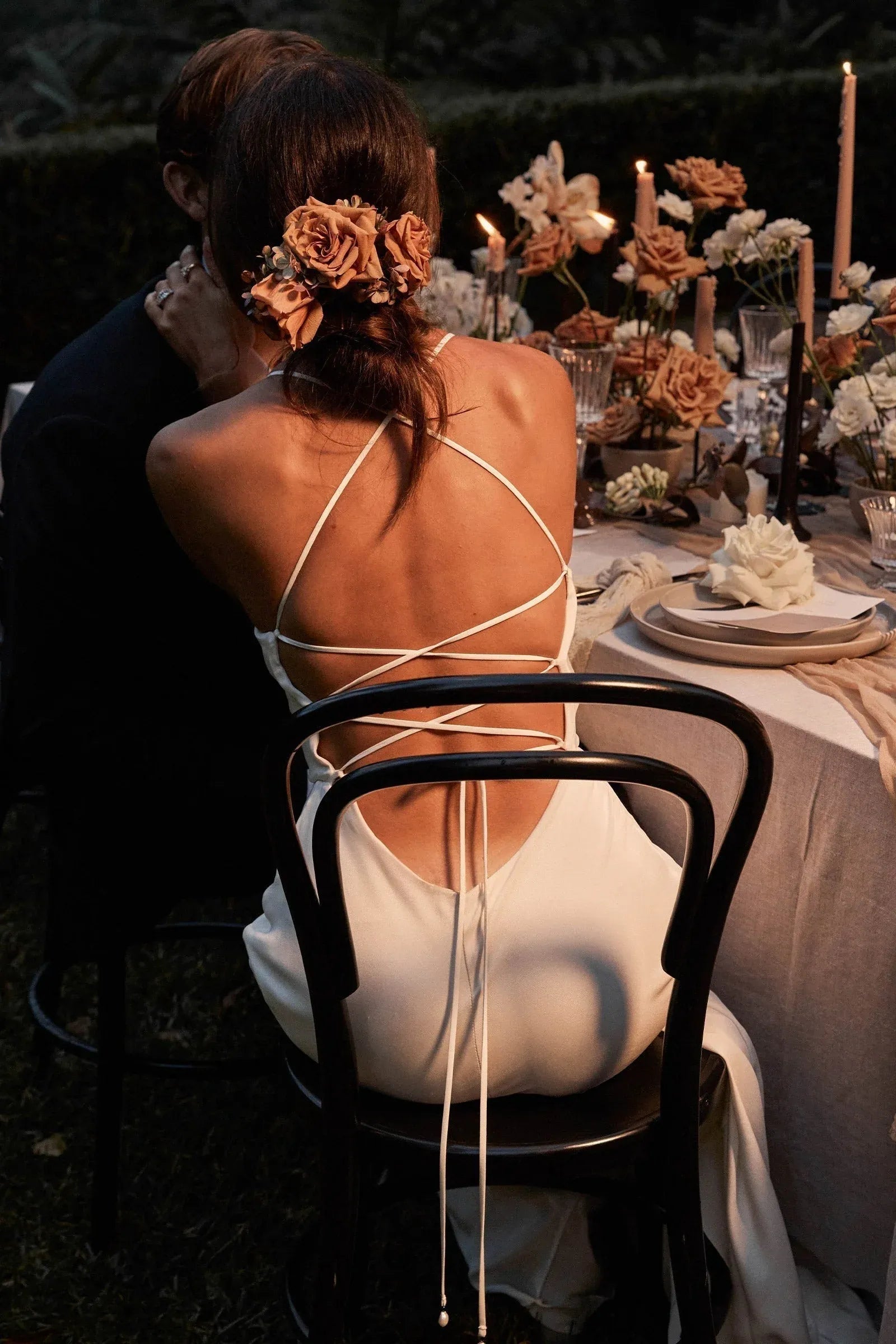 Modern Elegant Bohemian Long Cowl Neck Crepe Mermaid Wedding Dress with Lace-Up Open Back