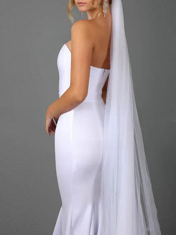 Modern Trumpet Strapless Sweetheart Crepe Mermaid Brush Train Wedding Dress with Train