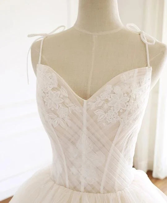 Modest Spaghetti Straps Long Ball Gown Lace Up Wedding Dresses
