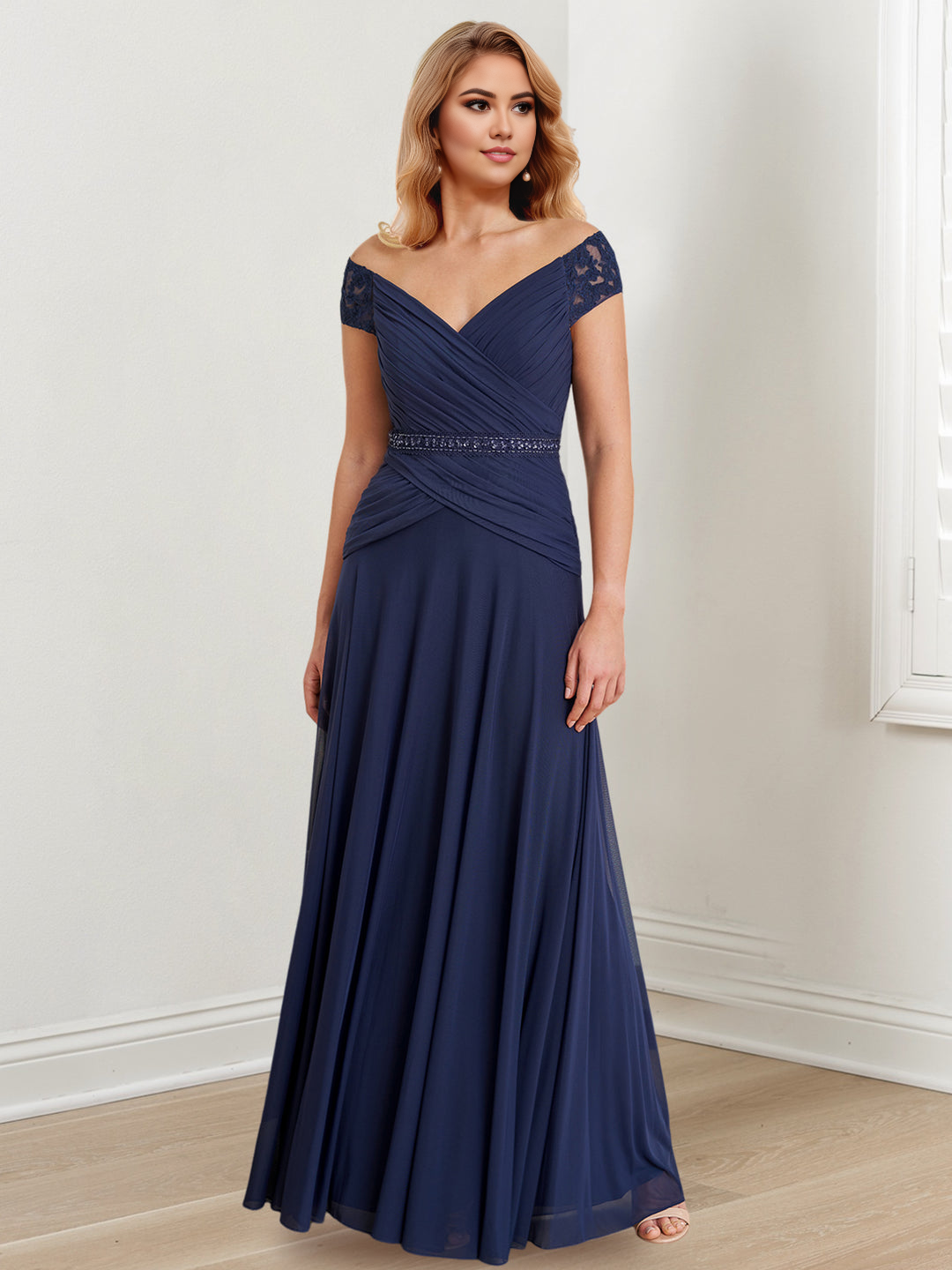 A-Line/Princess Off-The-Shoulder Floor-Length Mother Of The Bride Dresses