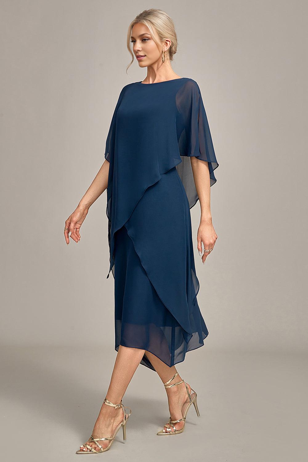 A-Line Scoop Neck Chiffon Mother of the Bride Dress