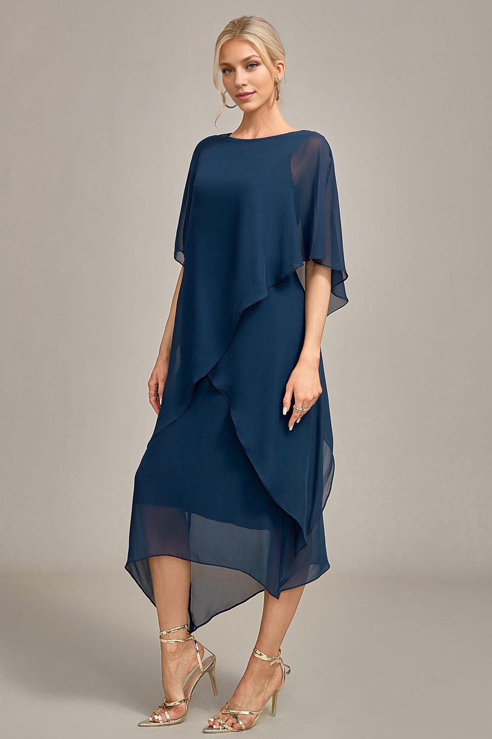 A-Line Scoop Neck Chiffon Mother of the Bride Dress