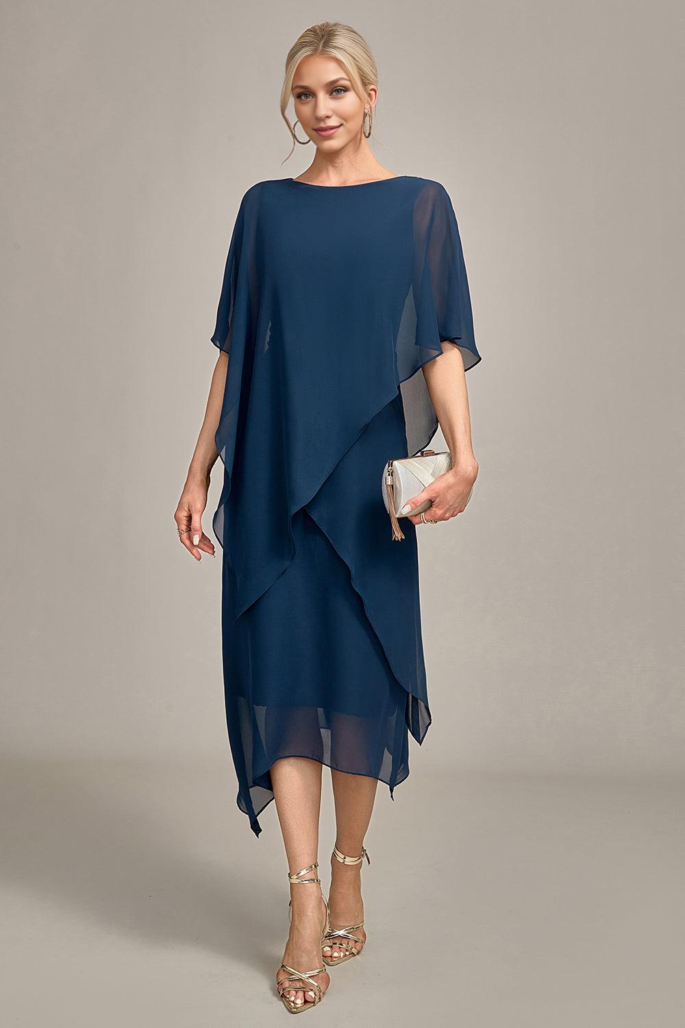 A-Line Scoop Neck Chiffon Mother of the Bride Dress