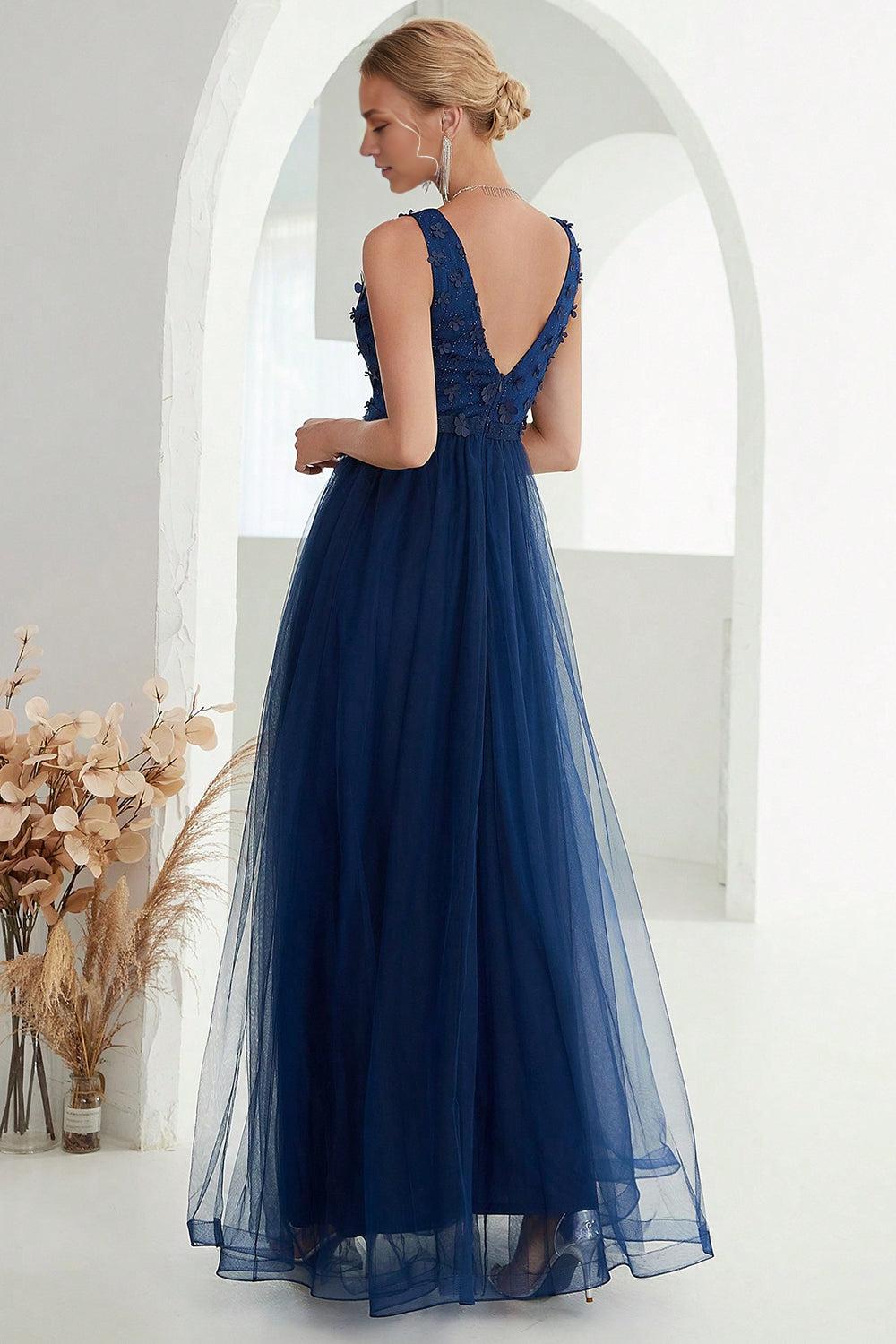 A Line Tulle Long Mother of the Bride Dresses With Slit