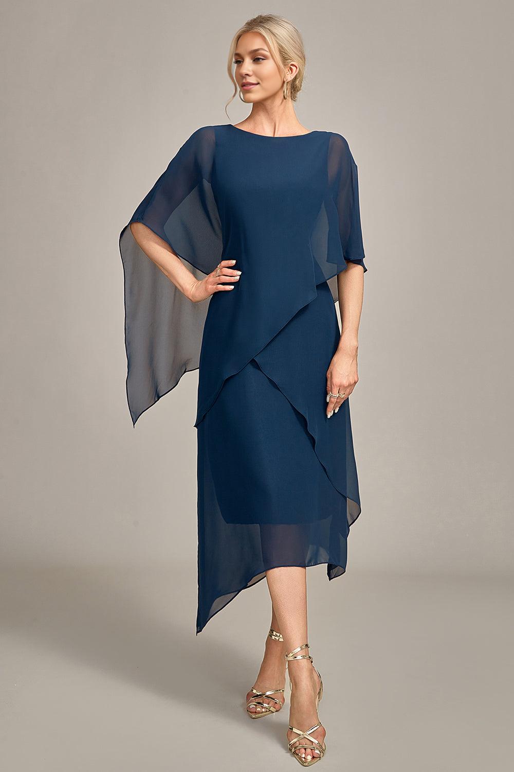 A-Line Scoop Neck Chiffon Mother of the Bride Dress