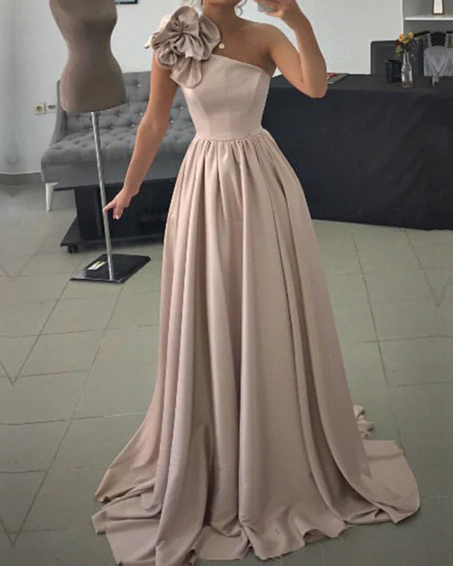 One Shoulder Floor Evening Dresses