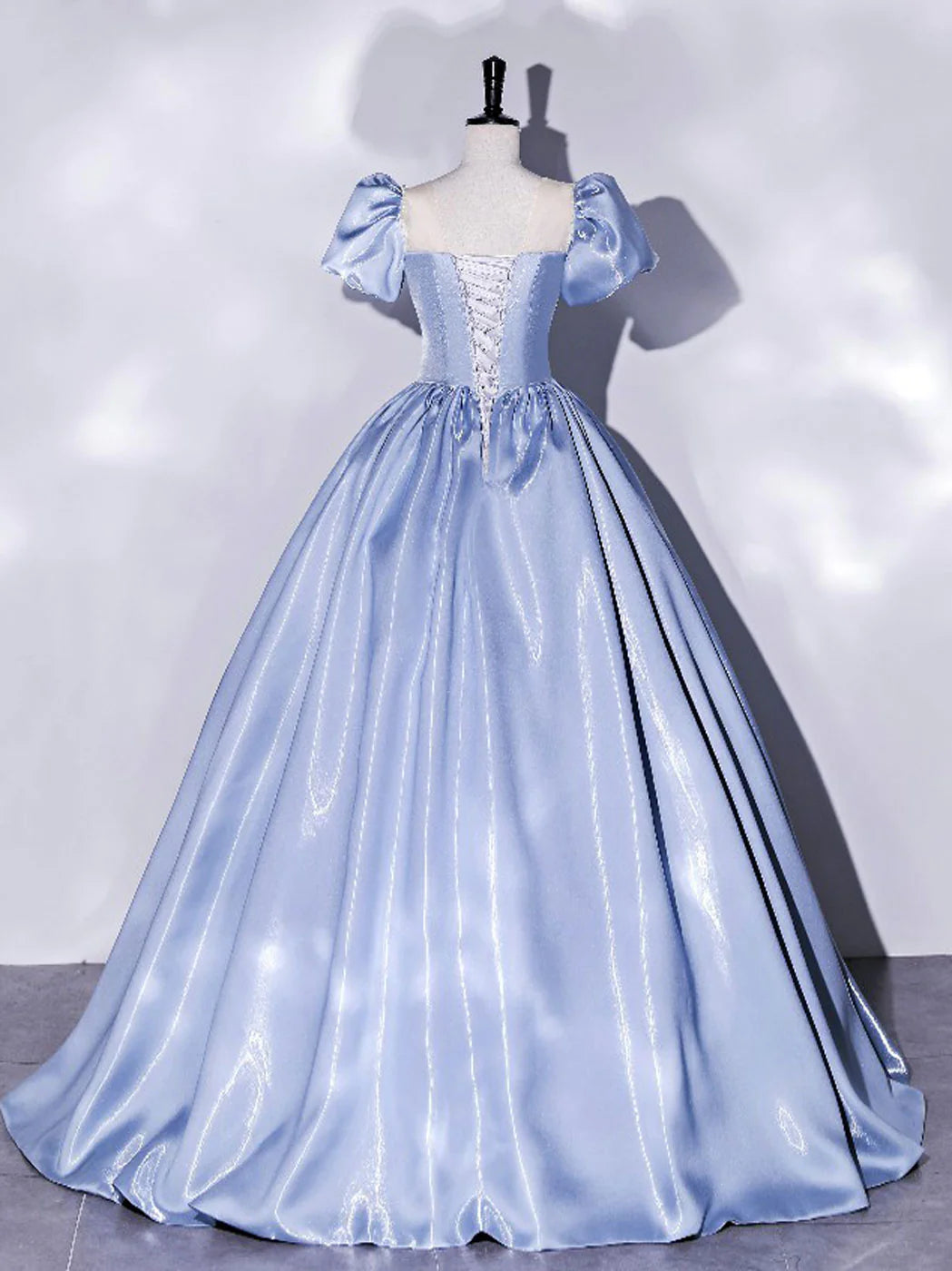 Blue Satin Long Prom DressBlue Satin Formal Evening Dress