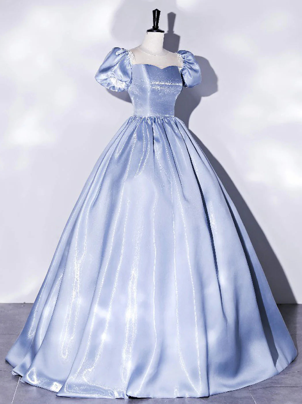 Blue Satin Long Prom DressBlue Satin Formal Evening Dress