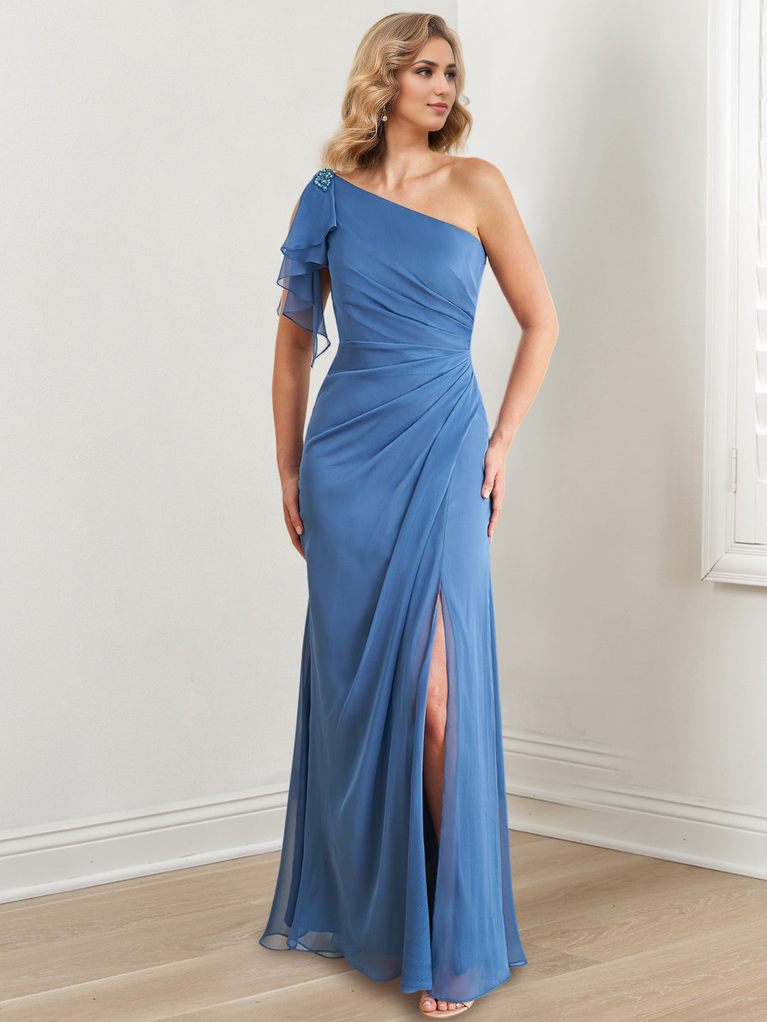Sheath/Column One-Shoulder Floor-Length Mother Of The Bride Dresses