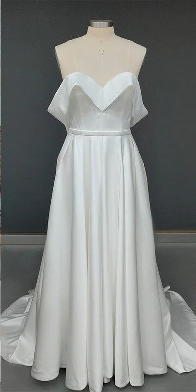 Glitter Off The Shoulder Ball Gown White Sweep Train Wedding Dress