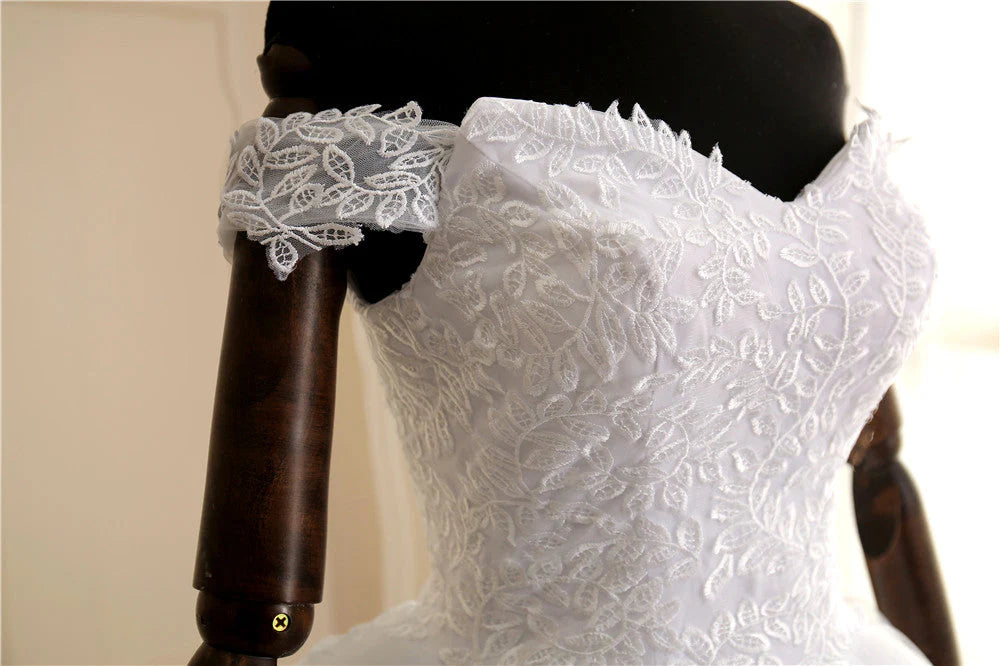 Charming Off The Shoulder Ivory Wedding Dresses Elegant Wedding Gowns