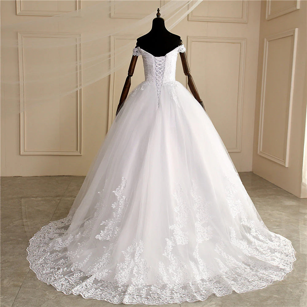 Charming Off The Shoulder Ivory Wedding Dresses Elegant Wedding Gowns